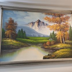 Framed Mountain Landscape Painting 