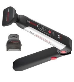 MANGROOMER Ultimate Pro Back Shaver with 2 Shock Absorber Flex Heads, Black and Red, 1 Count