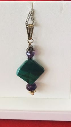 Malachite and Amethyst Pendant