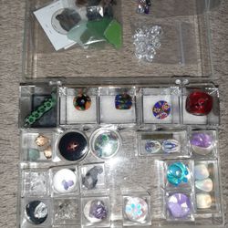 Huge Lot Of Gems Untested Diamonds, Uncut opals, Art Glass Beads, Tiffany, Shark Teeth And Sea Glass