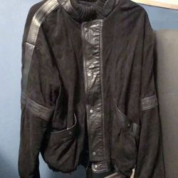 Genuine Vintage Suede Leather Jacket, Size L/XL