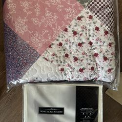 New In Package-Beautiful Twin Quilt And sheets