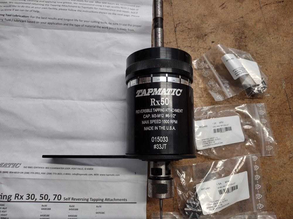 Tapmatic Rx50 Automatic Tapping Head (self reversing) w/accessories And Lots Of Machine Tooling