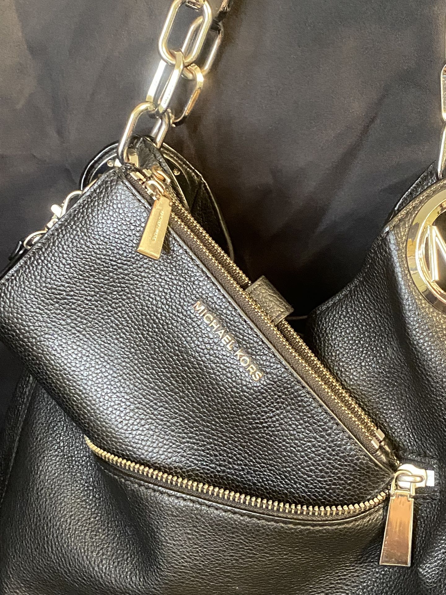 MK Black Pebble Purse With Wallet 