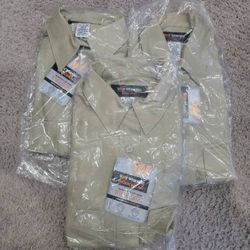 (3) NEW Wrangler Women's Workwear Canvas Work Tan Shirts. Size Medium