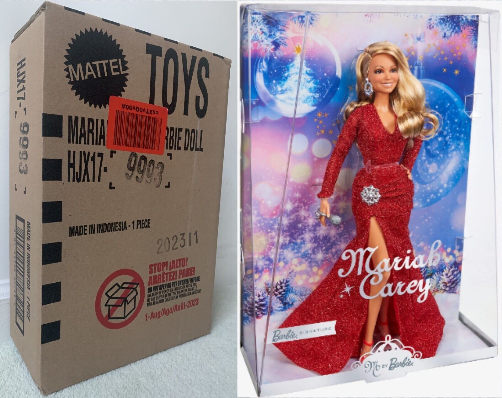 11” Barbie X Mariah Carey Holiday Celebration Doll Red Dress Signature Carry New Sealed Box Includes Certificate Of Authenticity 