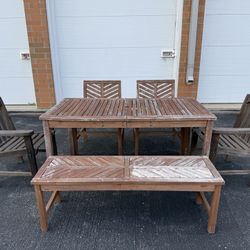 Outdoor Patio Set – Table, 4 Chairs & Bench - Free Curbside Delivery 