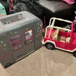 Our Generation RV Camper Travel Trailer and Jeep