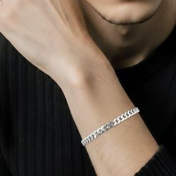 925 Italy Silver (#265) Cuban Curb Link Bracelet 