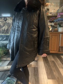 Midnight Velvet Soft Leather Jacket With Removable Collar And Liner. Black , Size Large , Ladies