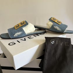 Authentic GIVENCHY 4G Flat Sandal Blue Denim 5MM