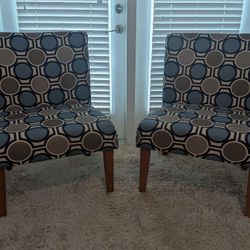 HomePop Modern Blue and Brown Geometric Accent Chair - Single or Set of 2