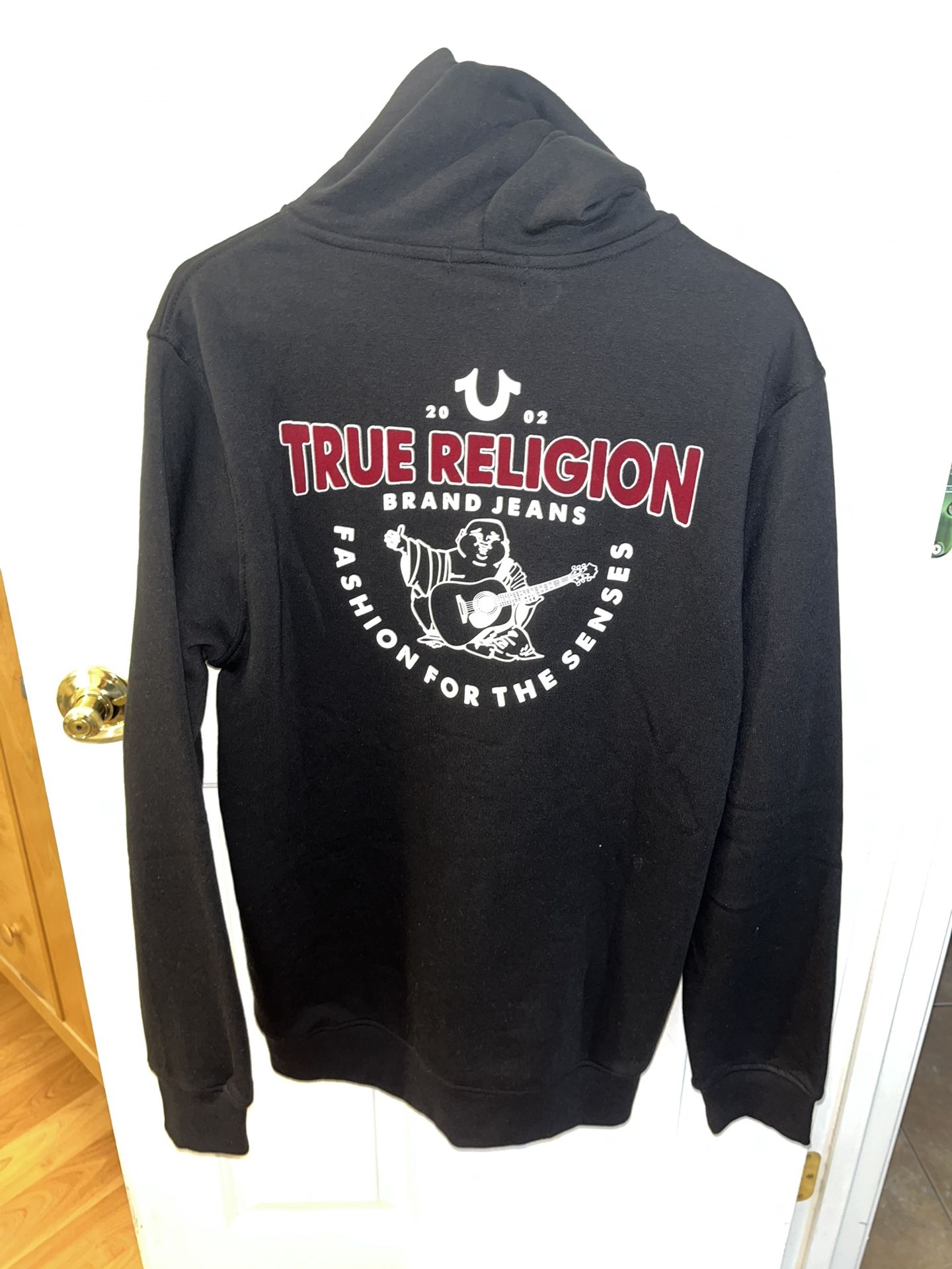 True Religion Jacket with Hoodie Size Large Black/Red/White
