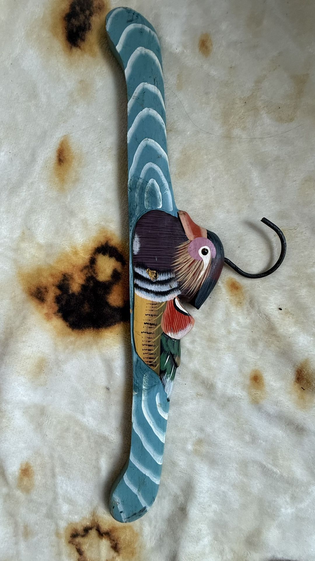 Hand-Painted Wooden Hanger with Duck Design – Vintage Decor