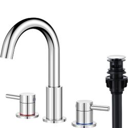 Bathroom Faucet for Sink 3 Hole, Chrome Bathroom