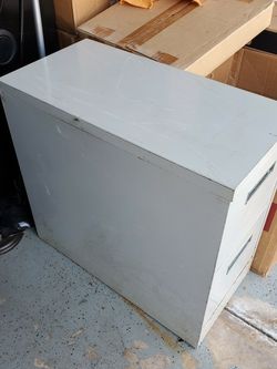 File Cabinet. Heavy, Steel. 2 Drawers. Not Pretty but Works