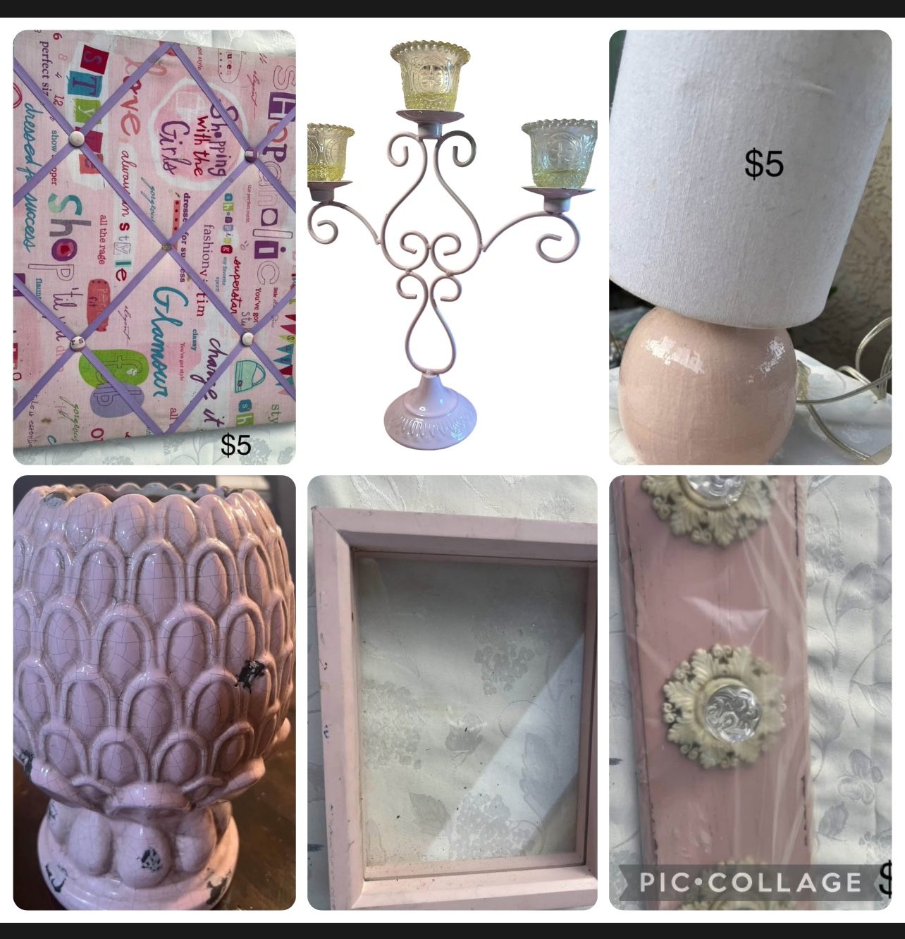 Pink Shabby Chick Decor Items For Bedroom or Office , Sold Separately