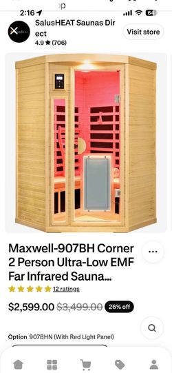 Brand new Maxwell-907BH Corner 2 Person Ultra-Low EMF Far Infrared Sauna...
