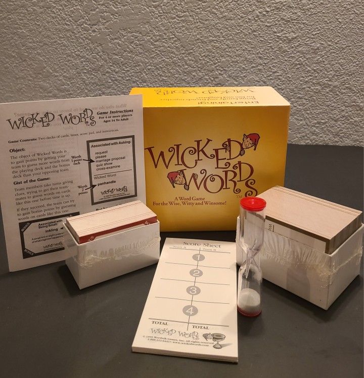 Wicked Words Game NEW 1999 Word Card Game For Wise, Witty, & Winsome