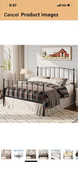 Queen size black metal bed