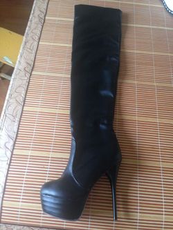 Long black knee high boots size 11