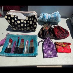 2 Makeup Bags—Just About 4 1/2”; Soft Hair Band; 4 Jewelry Bags