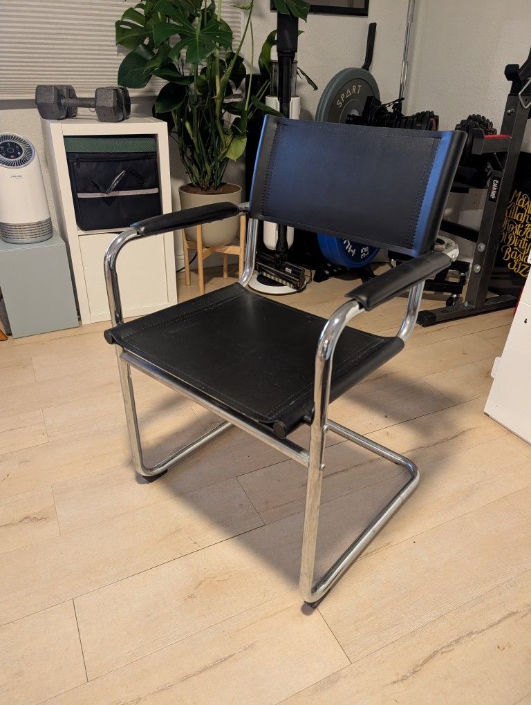 Modern Armchair Leather And Steel Frame OBO