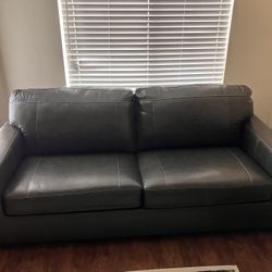 Morelos Gray Leather Sofa 
