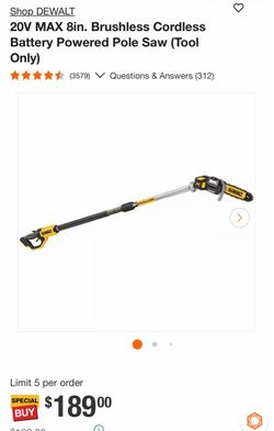 DEWALT 20V MAX 8in. Brushless Cordless Pole Saw