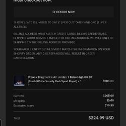 UNION AIR JORDAN 1 HIGH FRAGMENT ON THE WAY SIZE 9M