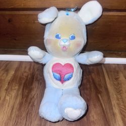 Vintage Care Bear Cousin Cubs 1986 Swift Heart Rabbit Plush 11” Kenner Blue stuf