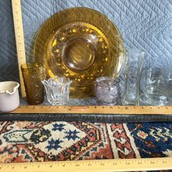 Assorted Vintage Colored Glass, Crystal, Pottery Ceramic Etc…