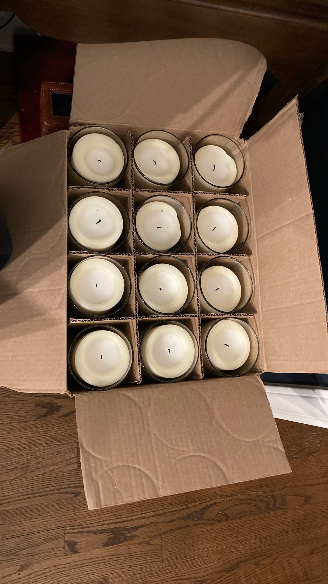 12 Unscented Candles In Glass 