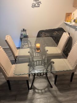 Glass Table and 4 Chairs