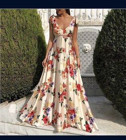 Elegant Sexy Strappy Backless Floral Print Maxi Dress- Women Boho Long Dress