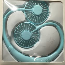 Sky Blue Hands Free Portable Neck Fans with LED Lights