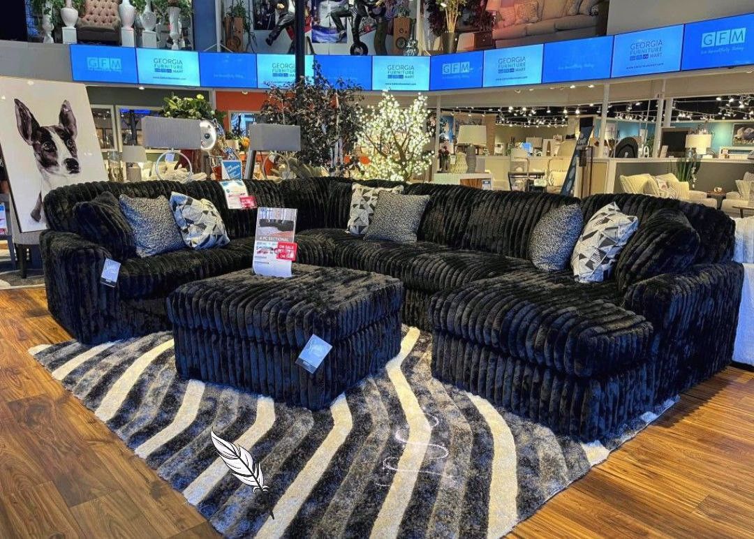 🖤Black Love 🎀$10 Payment 🤝Midnight-Madness 4-Piece Sectional with Chaise