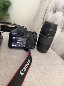 Canon - EOS Rebel T7 DSLR Video Two Lens Kit with EF-S 18-55mm and EF 75-300mm Lenses - Black