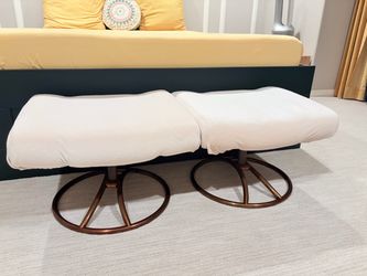 Set of 2 Ottoman Footstools with Bronze Base
