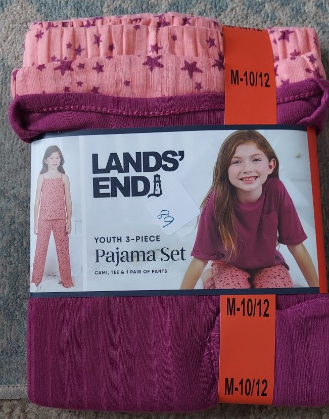Girls 3 Piece Pajama Set Size 10/12