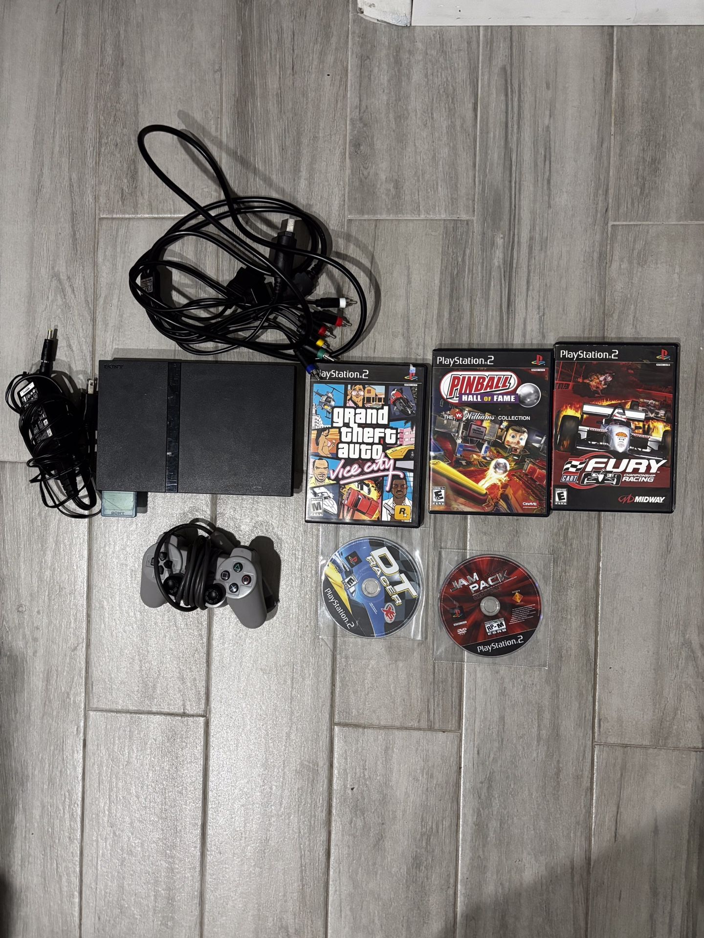   Sony PlayStation 2 Slim Bundle + 5 Games (Fully Working)