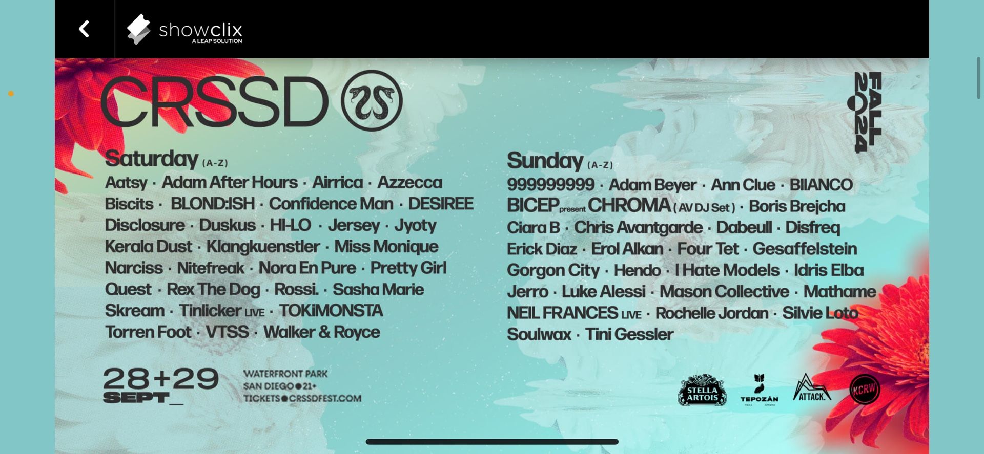 1 Saturday CRSSD ticket $155