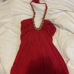 Sky Halter Top with Gold and Leather Chain 