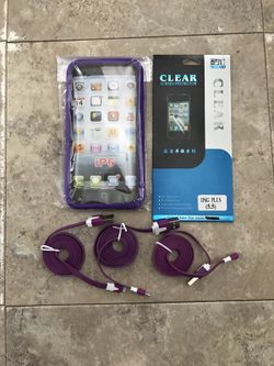 $20 for All iPhone 6+ 6S+ Purple Multilayer Case Screen Protector Lightning USB Charge and Sync Cables 6 6S Plus