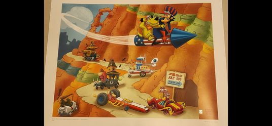 Hannah-Barbera Wacky Races "Cliff Scene " Seriolithograph