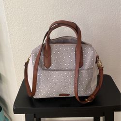 Fossil Fiona Satchel Grey/bone
