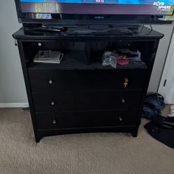 Modern Black 3-Drawer Dresser with Open Shelf – Must Go by May 31st