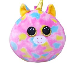 2021 TY Squish-a-Boos FANTASIA Pink  Unicorn Cushion Pillow Plush TY No Tags