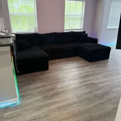 Large Black Sofa, Ask for Price 