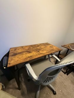 Rustic Brown Wood Desk with Black Metal Frame
